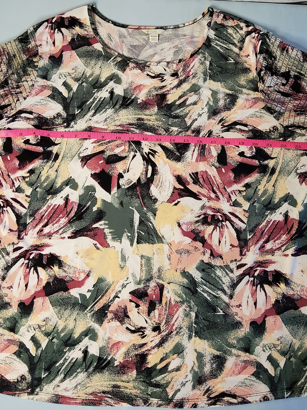 Cato Est. 1946 Brushstroke Floral Scoop Neck Tunic in Green and Pink - Picture 4 of 5